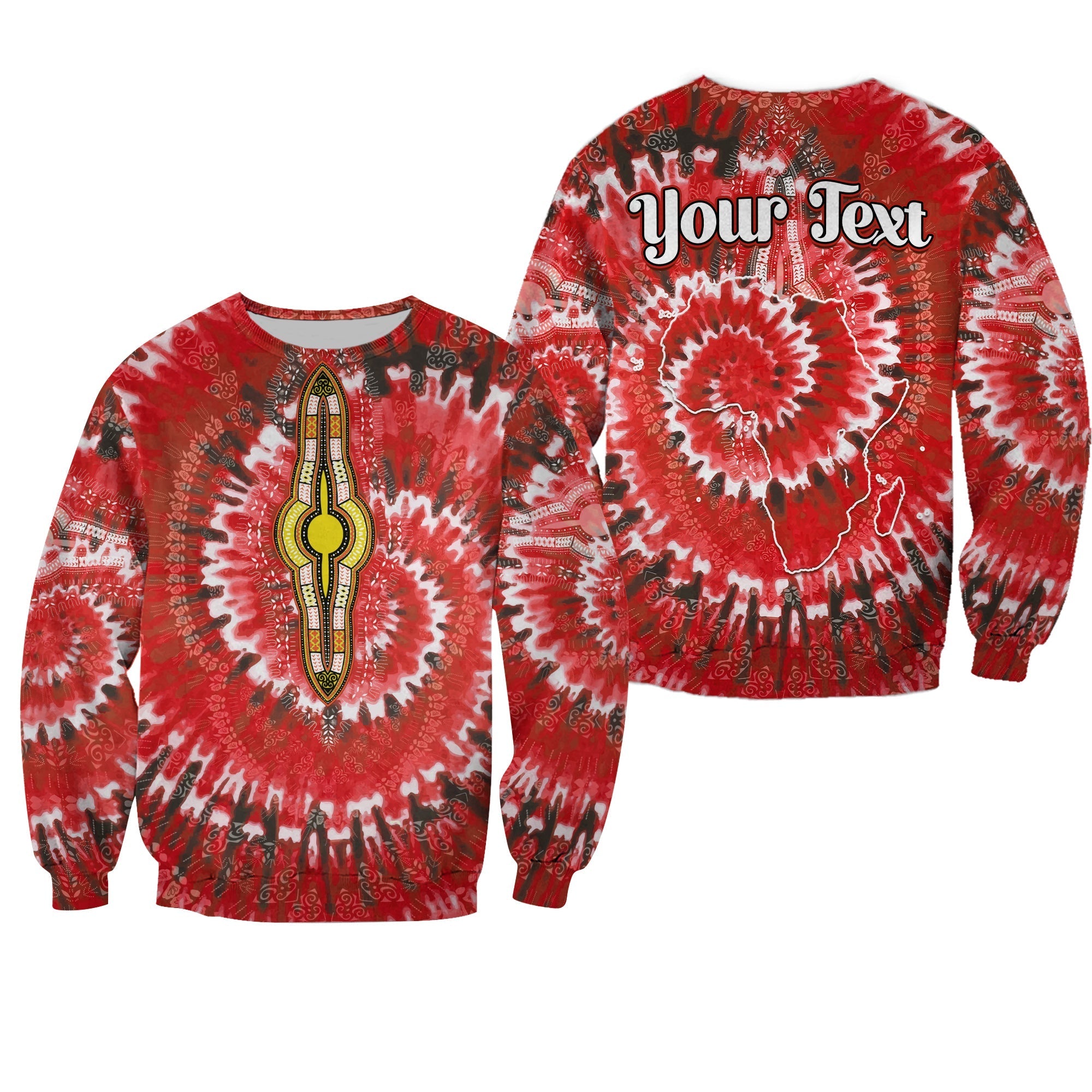 (Custom Personalised) Africa Tie Dye Sweatshirt Red Fashion LT13 - Wonder Print Shop