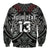 Custom Text and Number New Zealand Silver Fern Rugby Sweatshirt All Black NZ Maori Pattern LT13 - Wonder Print Shop