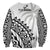 Fiji Rugby Sweatshirt Fijian Cibi Dance Tapa Pattern White - Wonder Print Shop