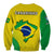 (Custom Text And Number) Brazil Football Sweatshirt Brasil Map Come On Canarinho Sporty Style - Wonder Print Shop