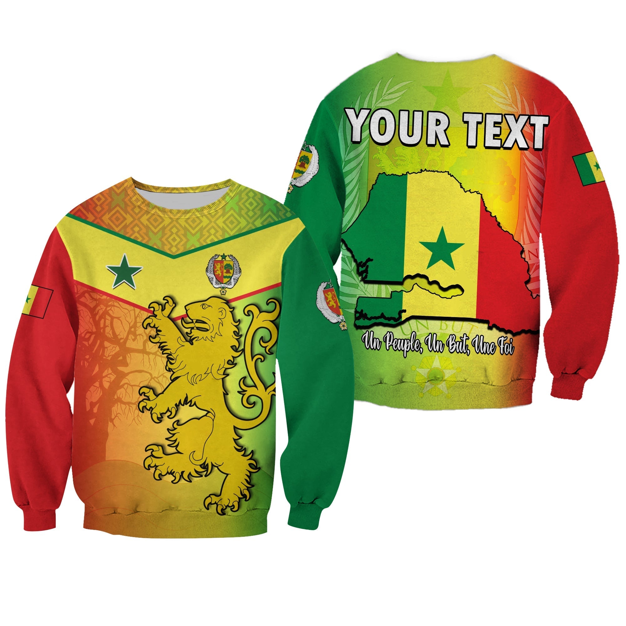 (Custom Personalised) Senegal Sweatshirt Lion With Senegal Map Reggae Style - Wonder Print Shop