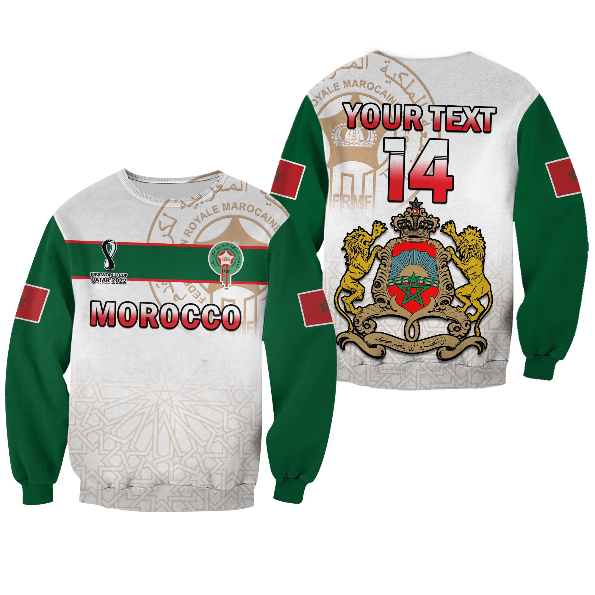 custom-text-and-number-morocco-football-sweatshirt-atlas-lions-white-world-cup-2022