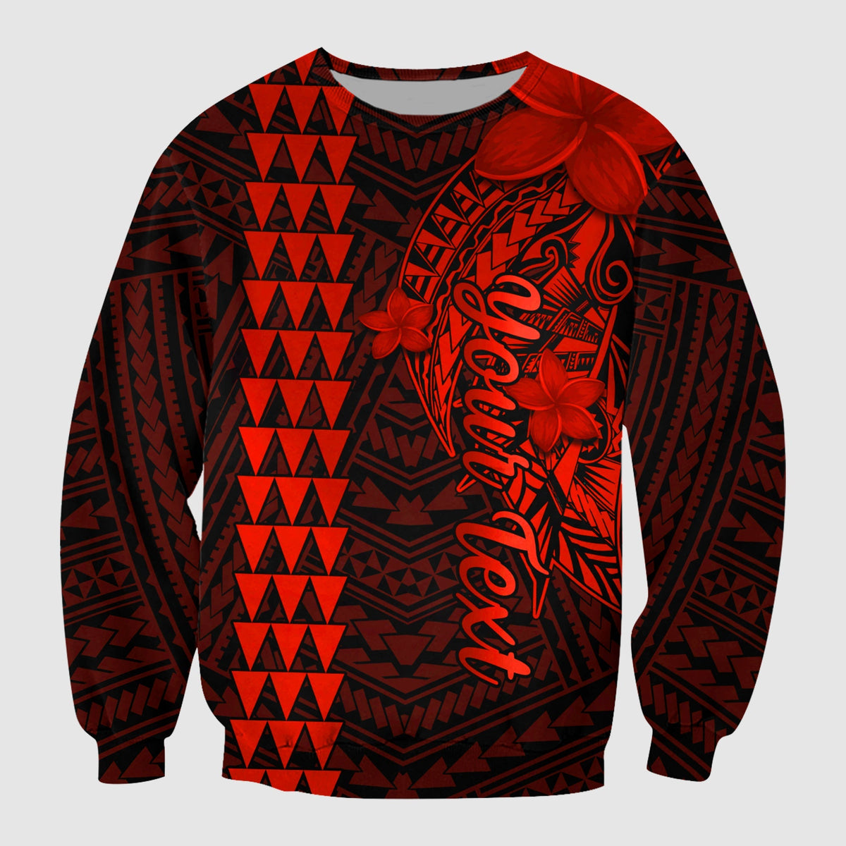 Unisex red/black Hawaiian sweatshirt with geometric pattern and shark graphic