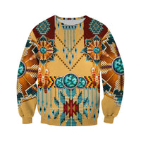 Cream unisex sweatshirt with dreamcatcher and turquoise bead pattern, no text