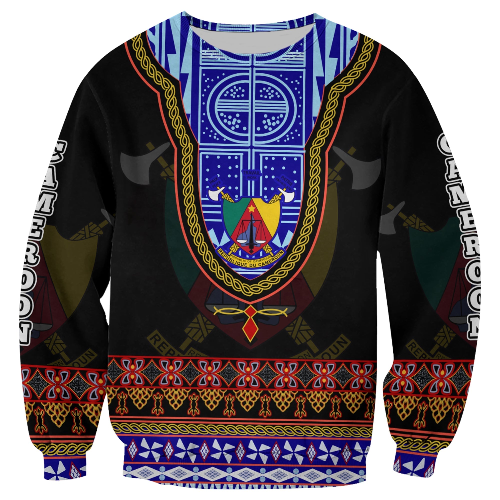 Cameroon Sweatshirt Atoghu Pattern Black Style - Wonder Print Shop