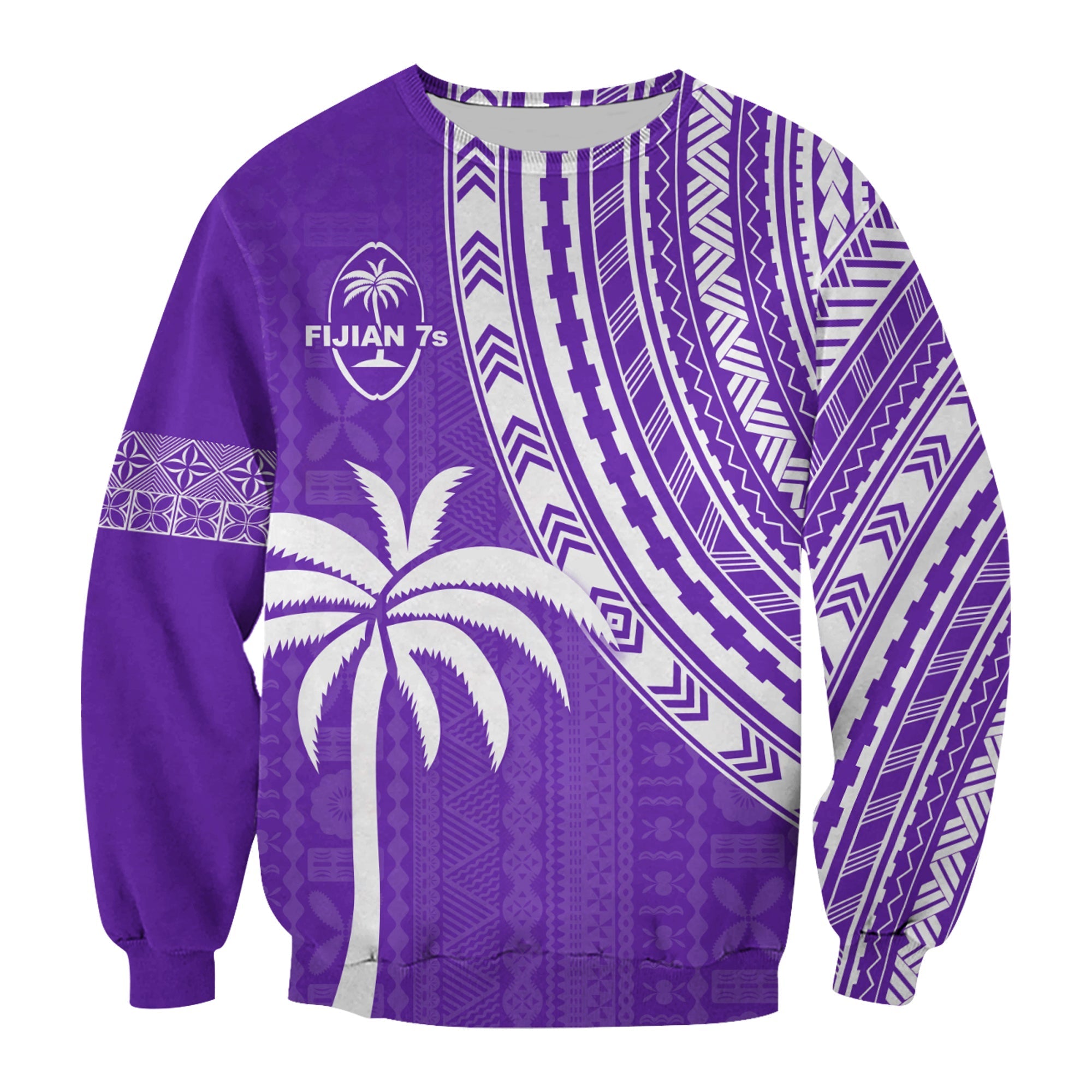 Fiji Rugby Sevens Sweatshirt Fijian 7s Tapa Polynesian Purple LT13 - Wonder Print Shop