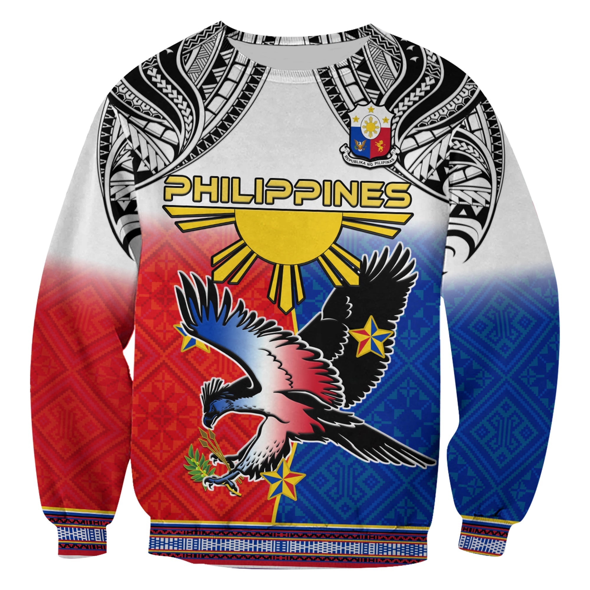 Philippines Sweatshirt Polynesian Filipino Pattern With Eagle - Wonder Print Shop