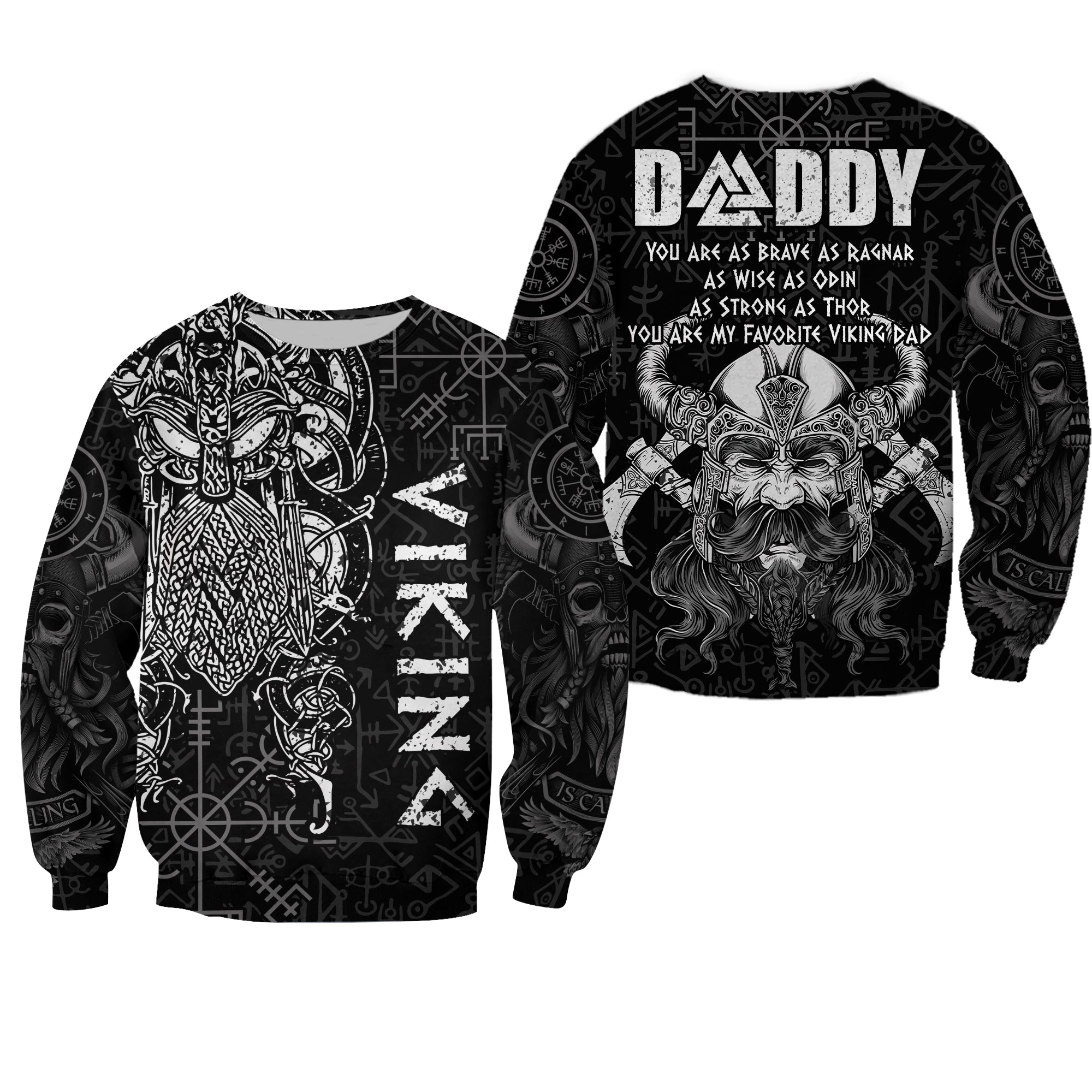 Viking Dad Sweatshirt Odin Runes Fathers Day LT13 - Wonder Print Shop