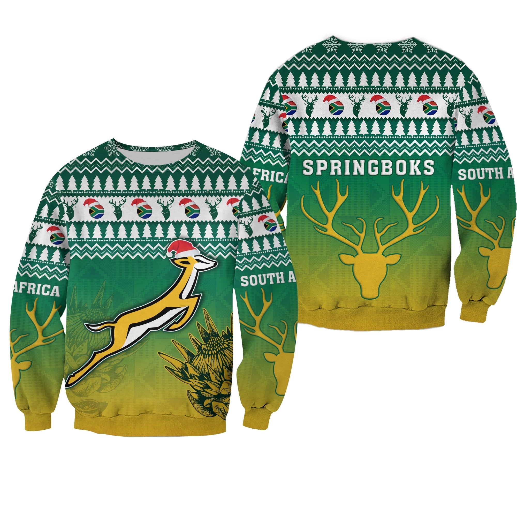 South Africa Rugby Christmas Sweatshirt Proud Springboks LT13 - Wonder Print Shop