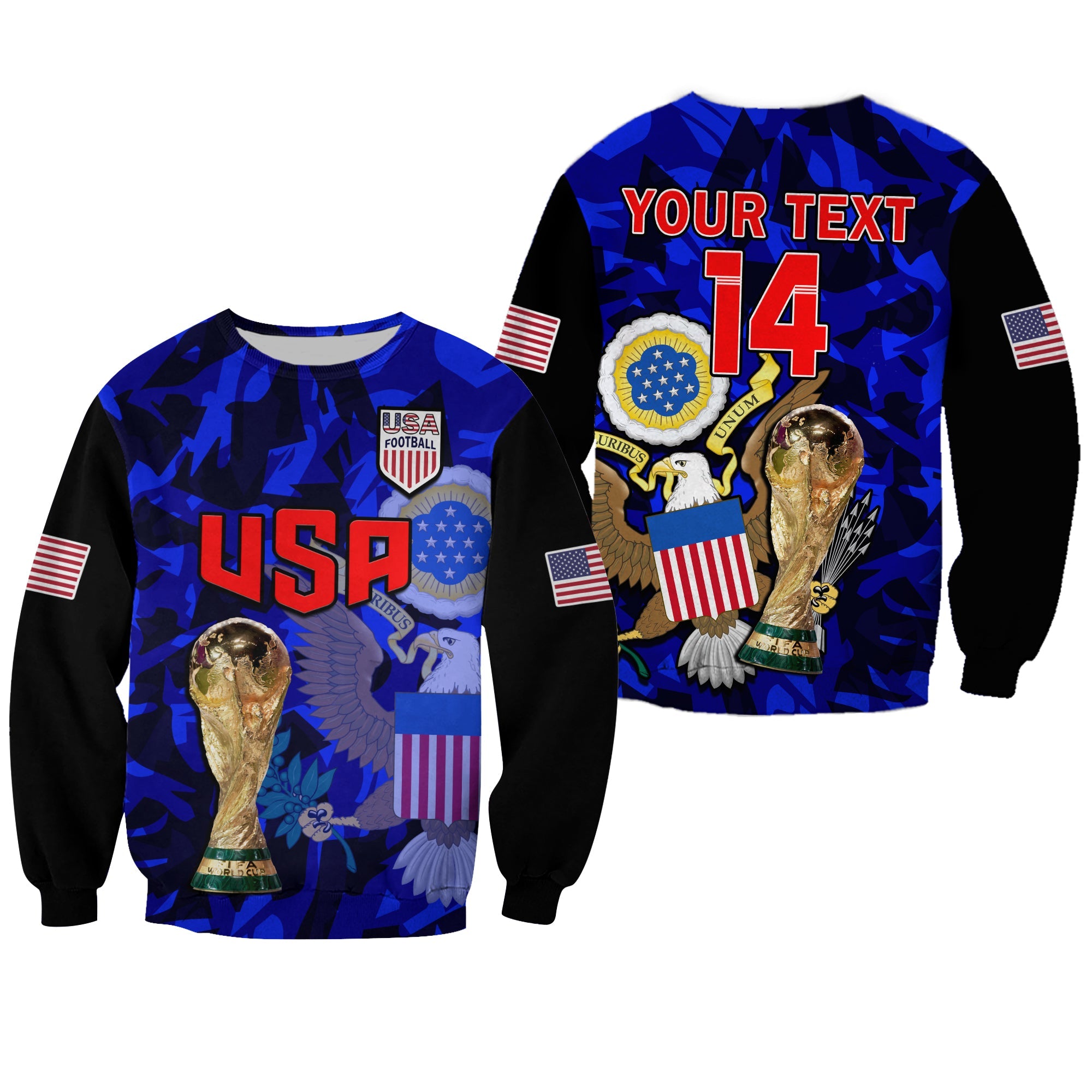 (Custom Text And Number) USA Football Sweatshirt The Yanks Champions WC 2022 - Wonder Print Shop