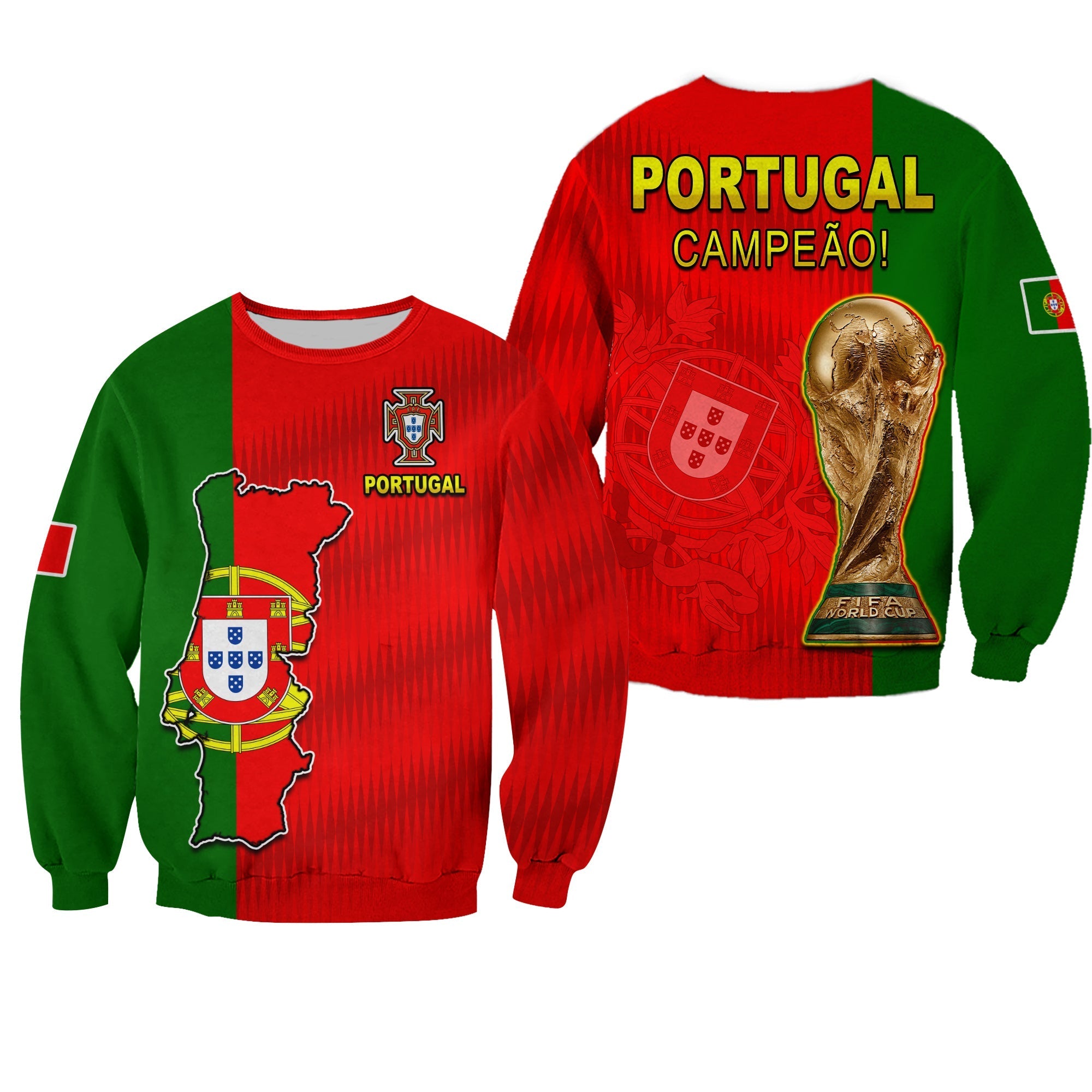 Portugal Football 2022 Sweatshirt Style Flag Portuguese Champions LT13 - Wonder Print Shop