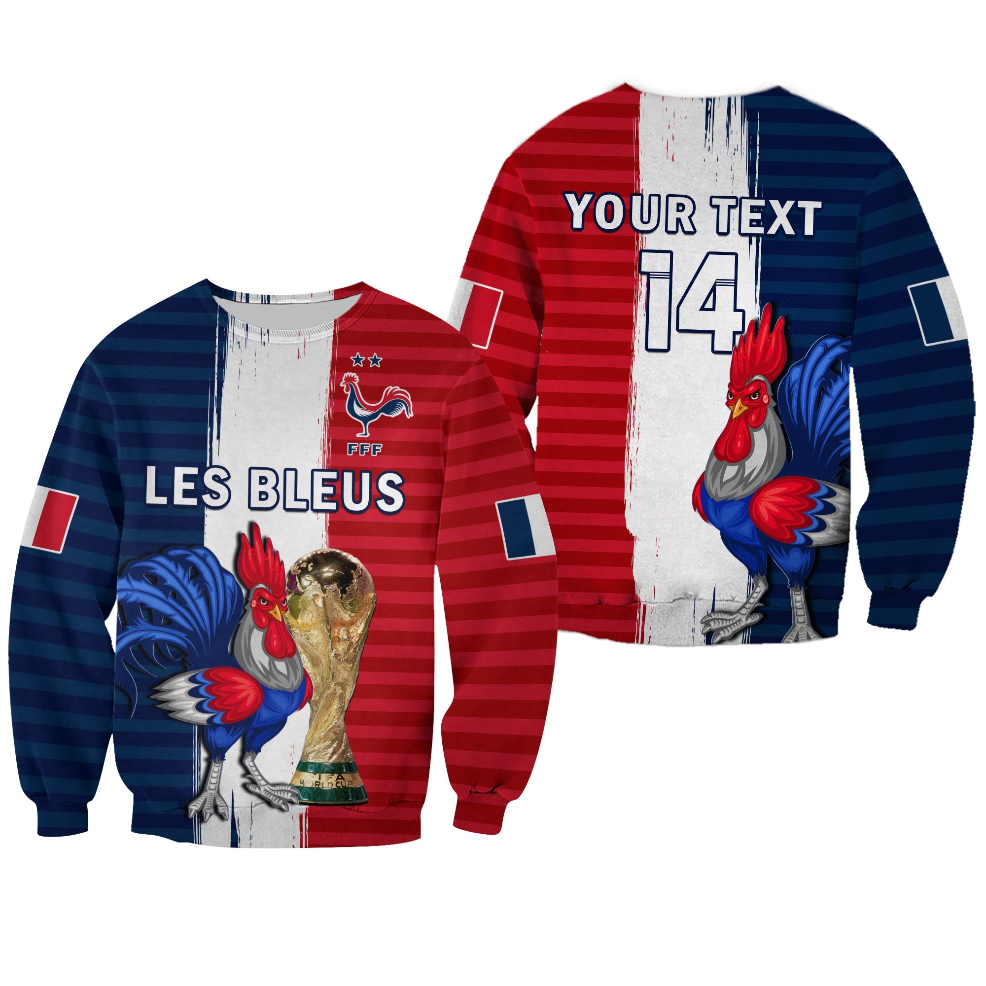 (Custom Text And Number) France Football Sweatshirt Les Bleus Champions World Cup 2022 - Wonder Print Shop