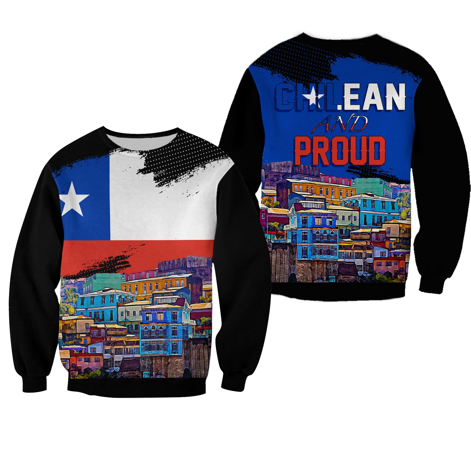 Chile Valparaiso Skyline Sweatshirt Chilean and Proud - Wonder Print Shop