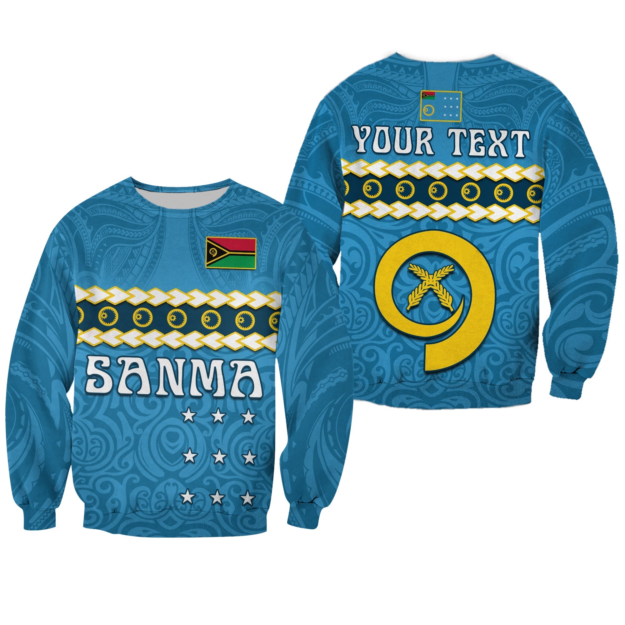 Custom Personalised Sanma Province Sweatshirt Vanuatu Pig Tusk Polynesian Flag Style - Wonder Print Shop