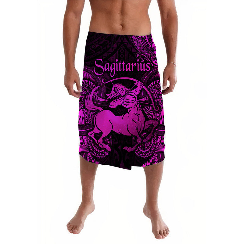 Men's Sagittarius lavalava skirt with magenta and dark purple pattern
