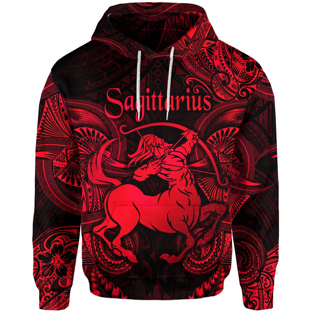 Custom Sagittarius Zodiac Polynesian Hoodie Unique Style Red LT8 - Wonder Print Shop