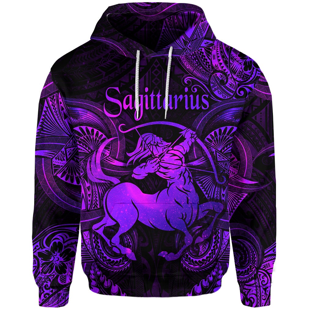 Custom Sagittarius Zodiac Polynesian Hoodie Unique Style Purple LT8 - Wonder Print Shop