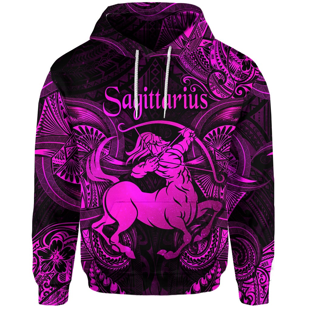 Custom Sagittarius Zodiac Polynesian Hoodie Unique Style Pink LT8 - Wonder Print Shop