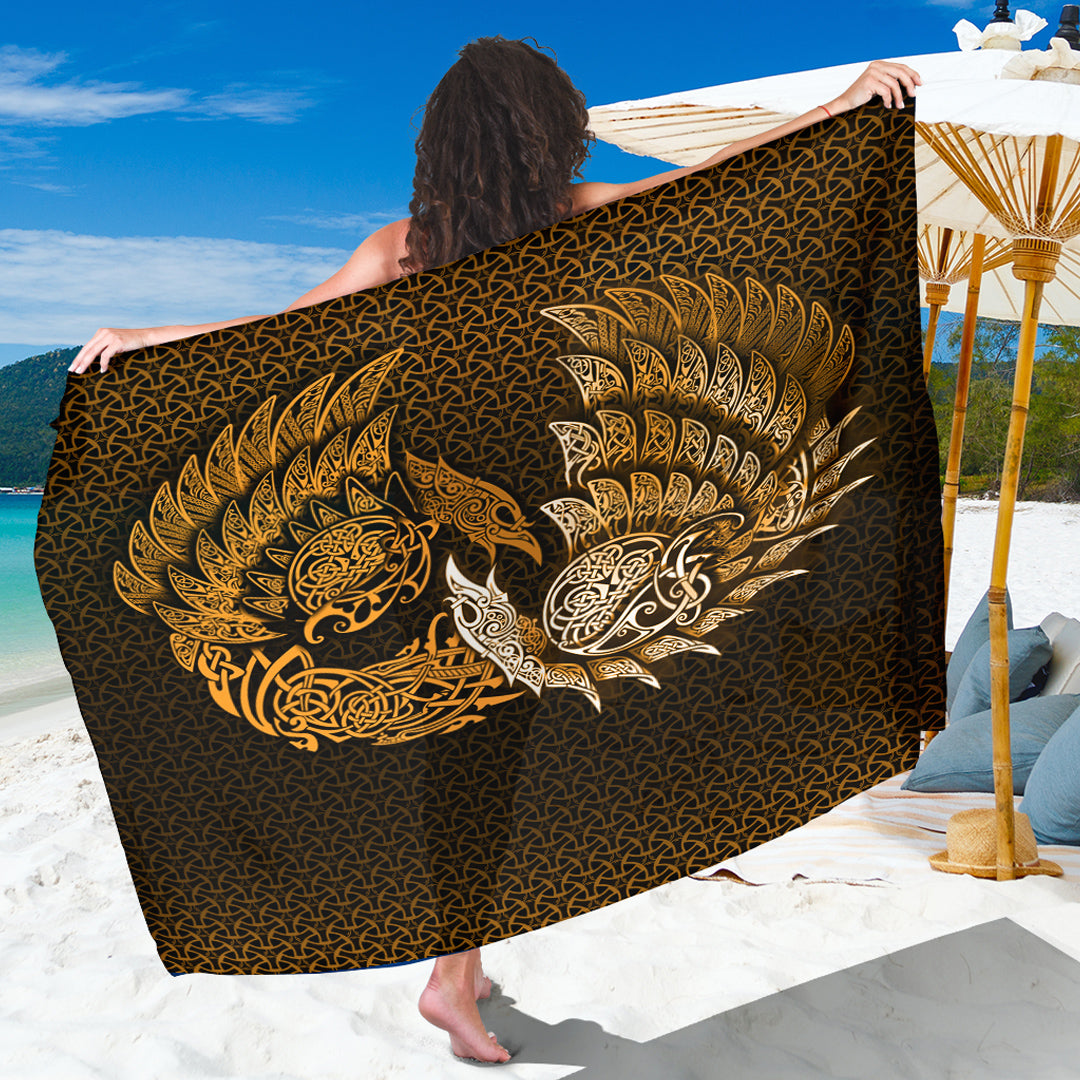 Viking Sarong - Ragnarok Huginn Muninn - Gold Version Sarong RLT12 - Wonder Print Shop