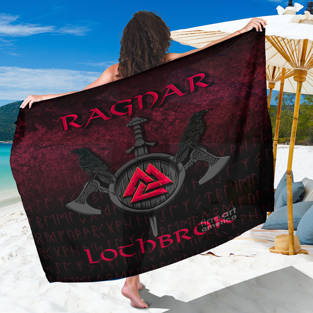 Viking Sarong - Ragnar Lothbrok - Ragnar Lodbrok - Viking Warrior - Red Version Sarong RLT12 - Wonder Print Shop