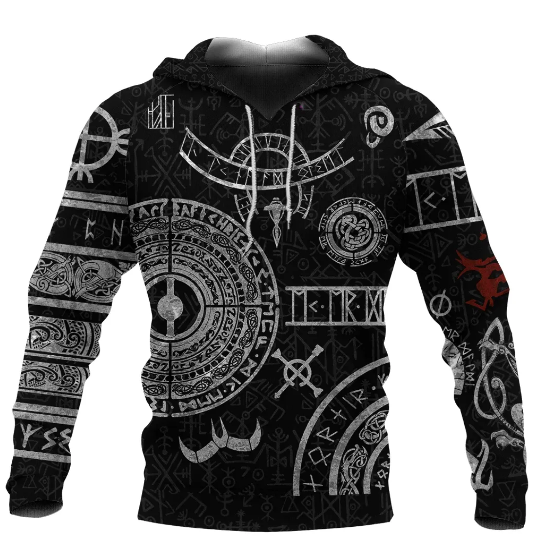 Viking Hoodie Baldur Norse Mythology Tattoo RLT12 - Wonder Print Shop