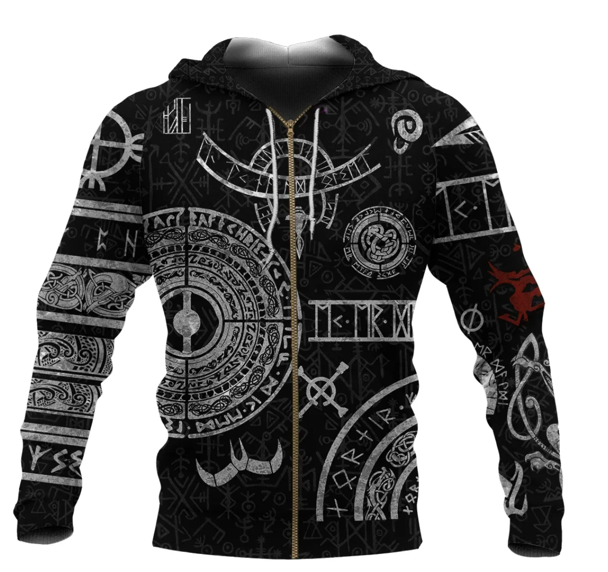 Viking Zip Hoodie - Baldur Norse Mythology Tattoo RLT12 - Wonder Print Shop