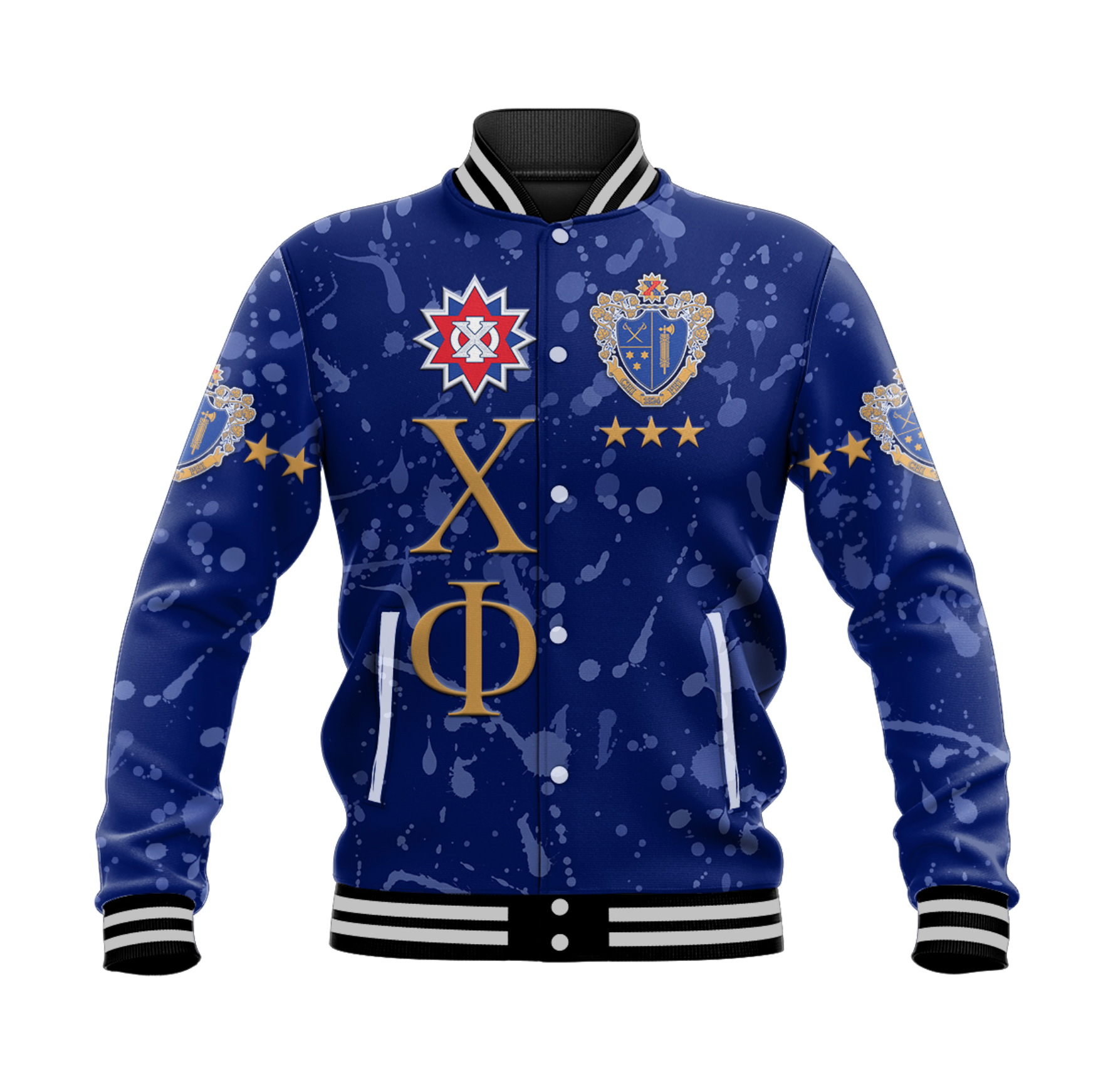 (Custom Personalised) Chi Phi Baseball Jacket Simple Style Blue LT8 - Wonder Print Shop