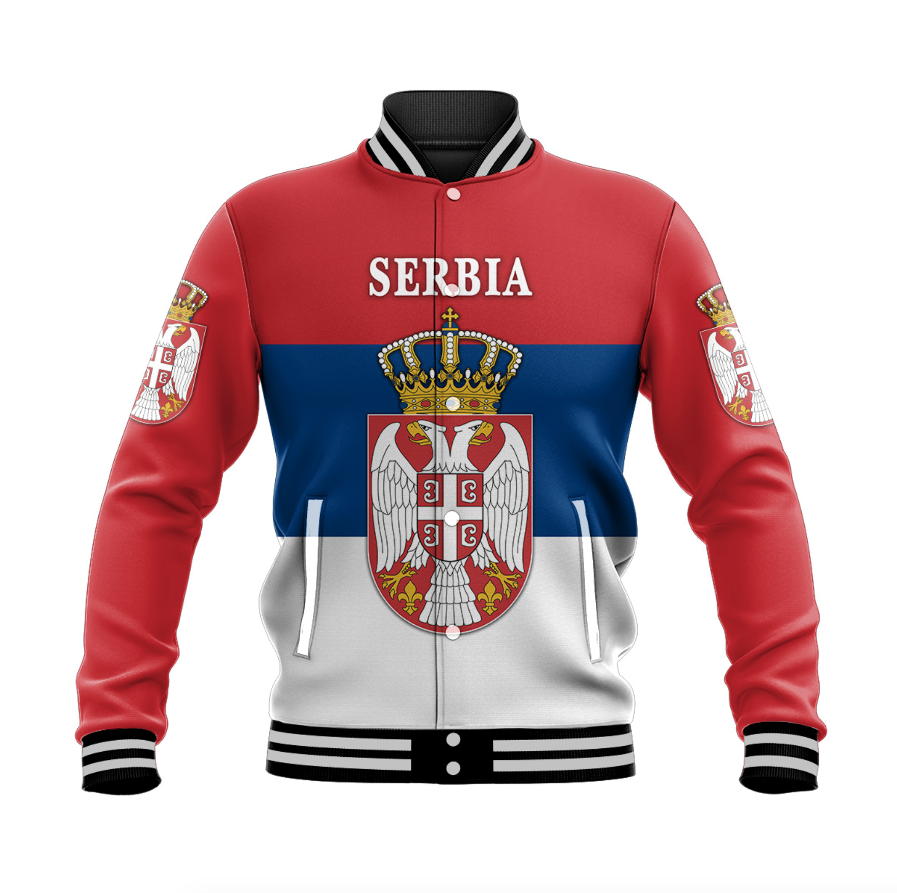 Serbia Baseball Jacket Srbija Flag Style LT8 - Wonder Print Shop