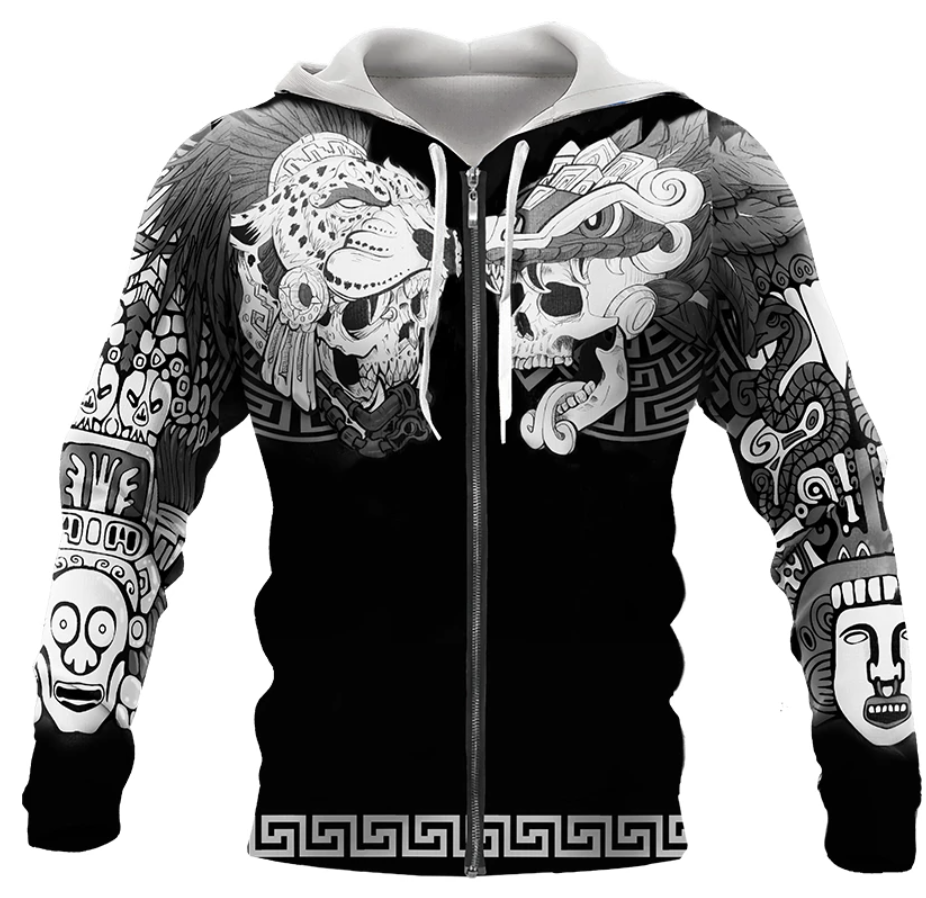 Viking Clothing Aztec Skull Hoodie RLT12 - Wonder Print Shop