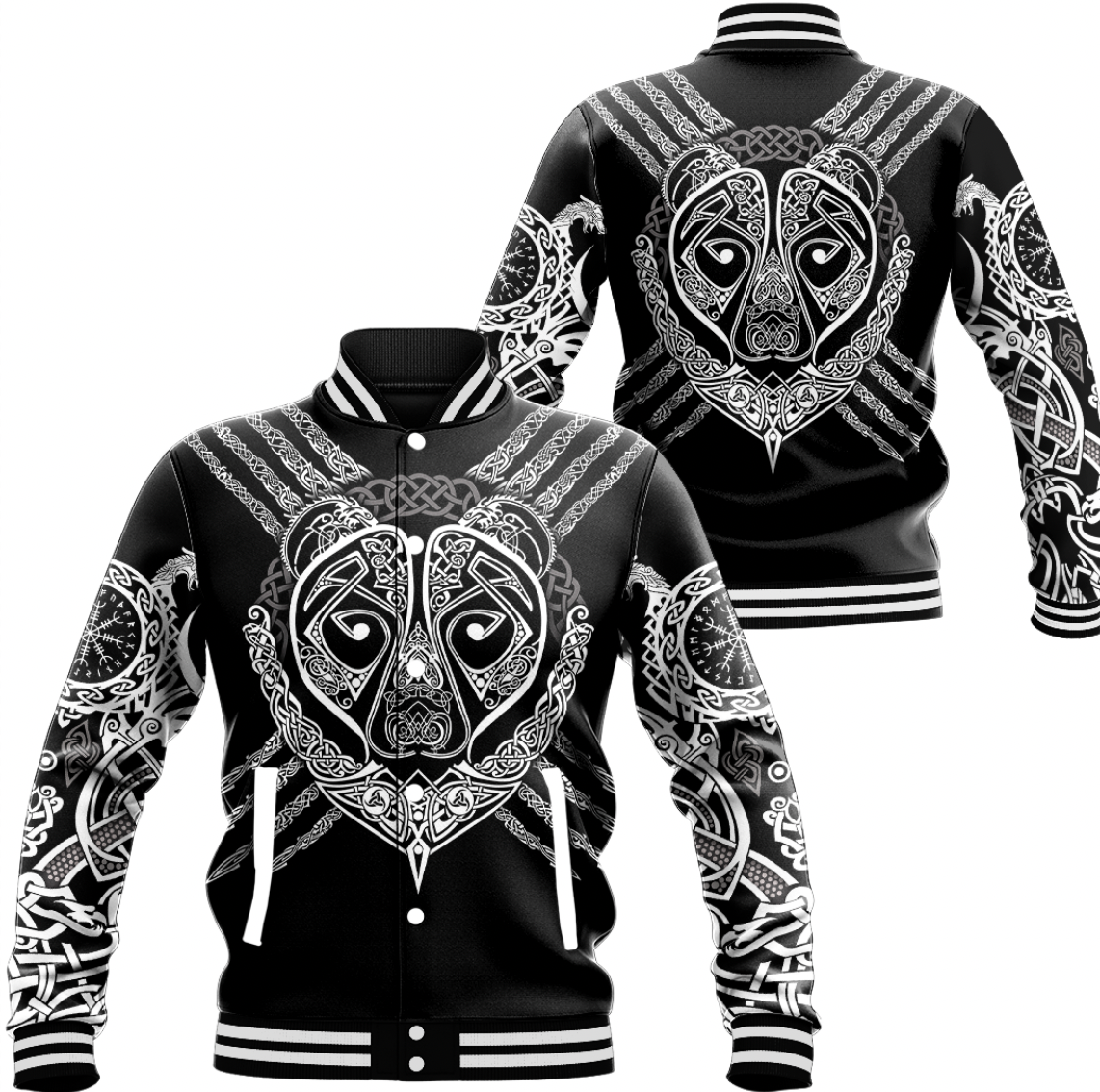 Viking Clothing Viking Norse Bear Baseball Jacket RLT12 - Wonder Print Shop