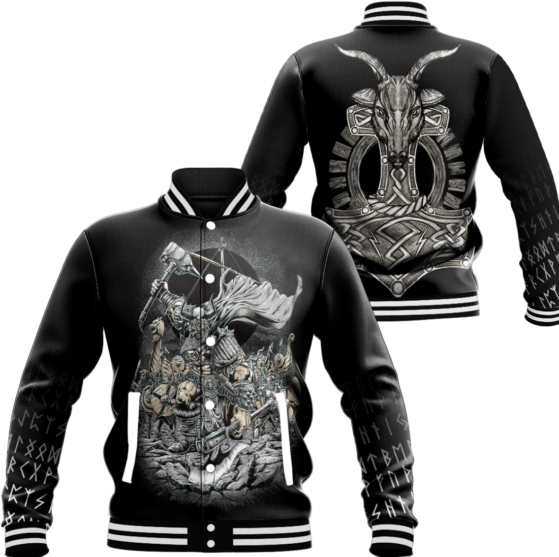 Viking Clothing Viking Warrior Baseball Jacket RLT12 - Wonder Print Shop