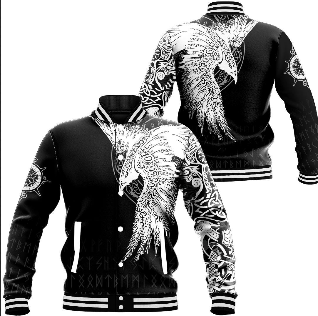 Viking Clothing Mystical Raven Baseball Jacket RLT12 - Wonder Print Shop