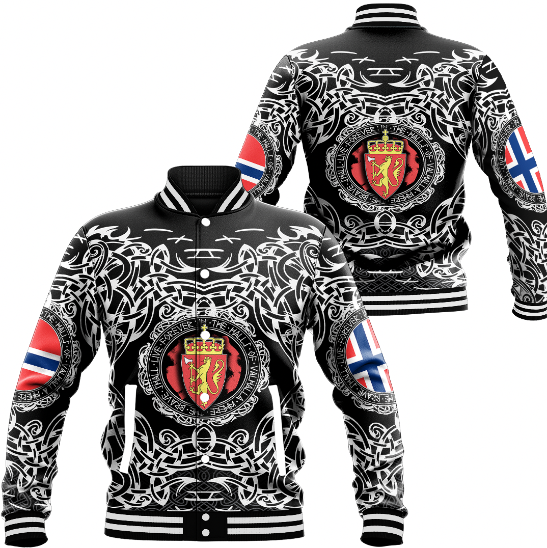 Viking Clothing Viking Norway Pattern Baseball Jacket RLT12 - Wonder Print Shop