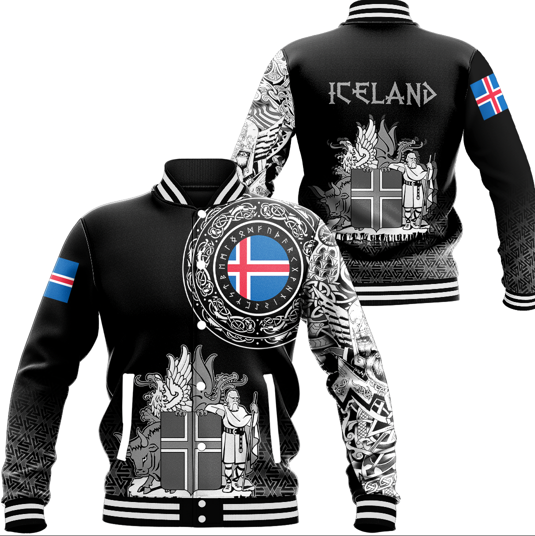 Viking Clothing Viking Iceland Coat of Arms Baseball Jacket RLT12 - Wonder Print Shop