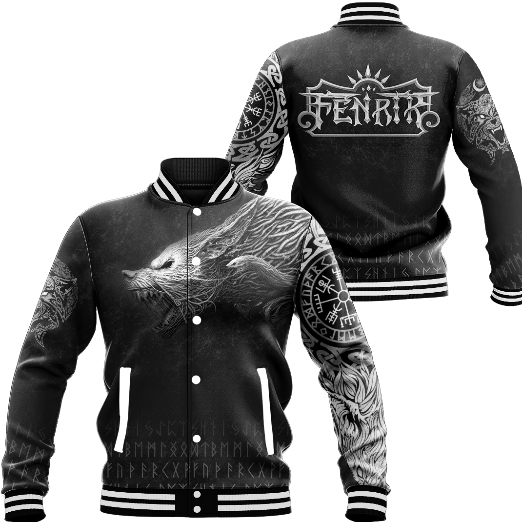 Viking Clothing Viking Fenrir Wolf Baseball Jacket RLT12 - Wonder Print Shop