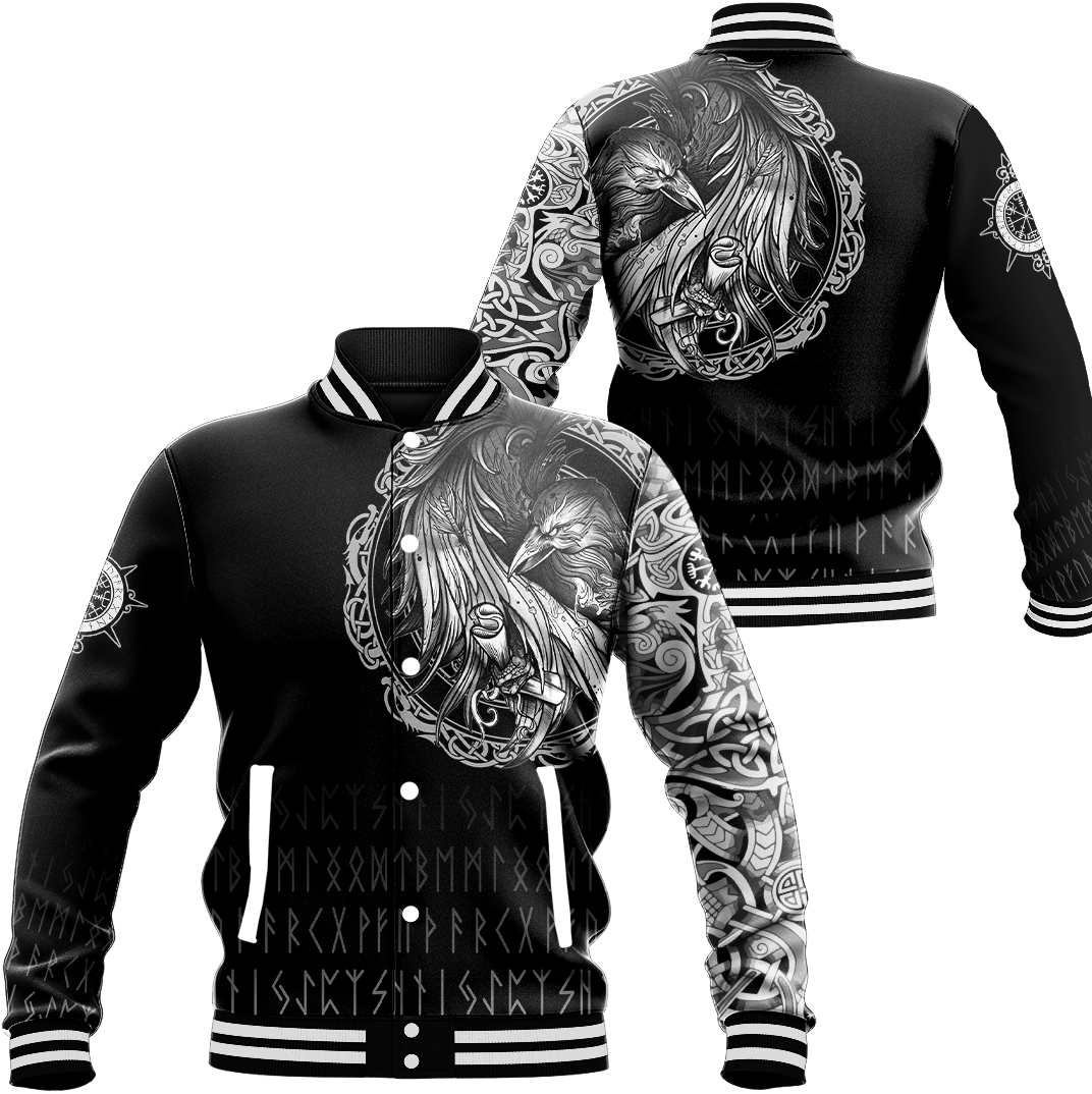 Viking Clothing Celtic Raven Tattoo Baseball Jacket RLT12 - Wonder Print Shop