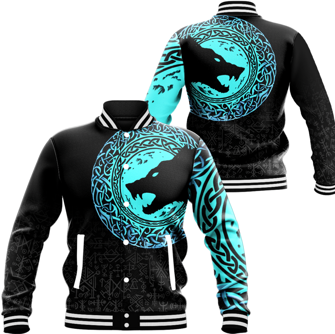 Viking Clothing Viking Dark Wolf Baseball Jacket RLT12 - Wonder Print Shop