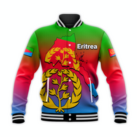 Green, red and blue gradient baseball jacket with Eritrea front crest and striped collar