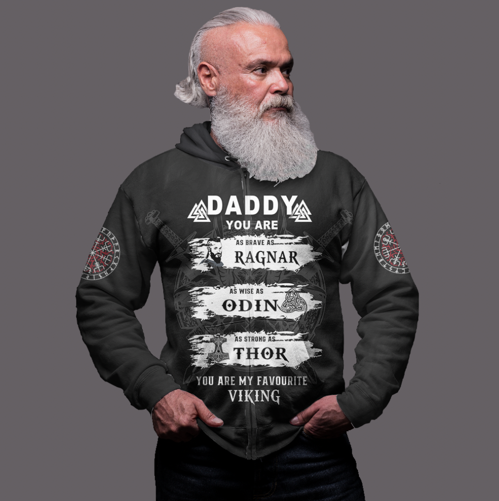 Viking Clothing Viking Daddy Zip Hoodie RLT12 - Wonder Print Shop