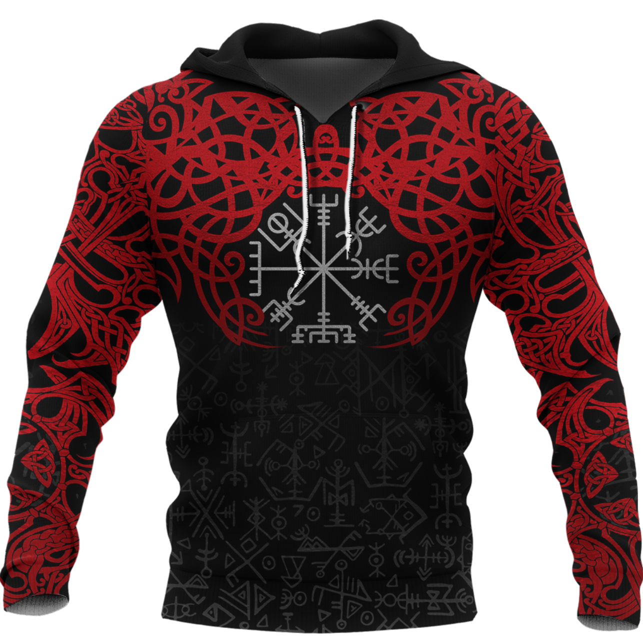 Viking Clothing Viking Odin Helm Of Awe (Red) Hoodie RLT12 - Wonder Print Shop