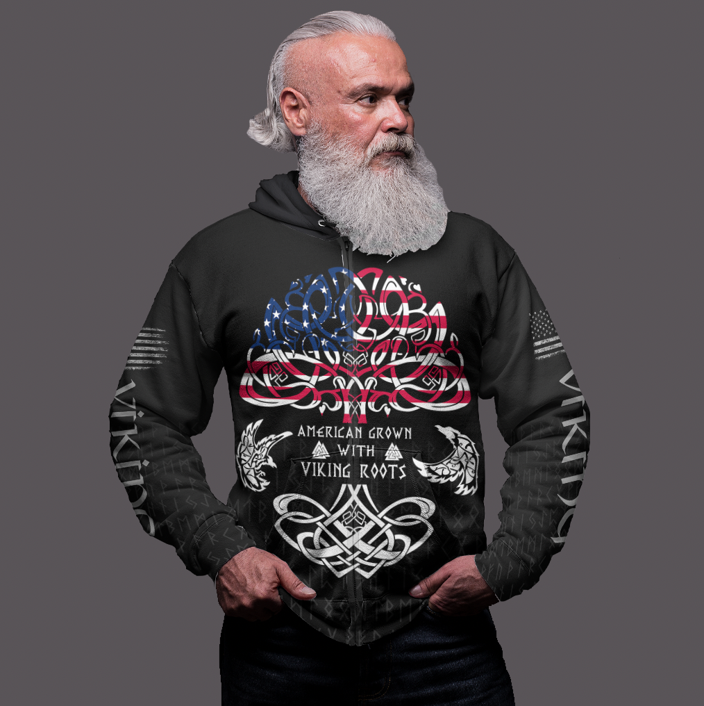 Viking Clothing Viking American By Blood Zip Hoodie RLT12 - Wonder Print Shop