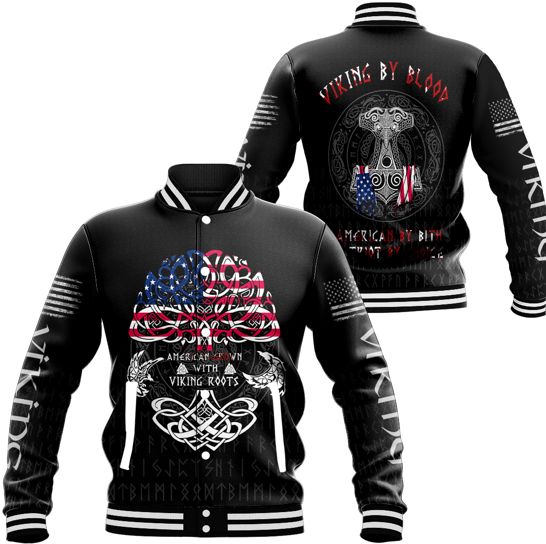 Viking Clothing Viking American By Blood Baseball Jacket RLT12 - Wonder Print Shop