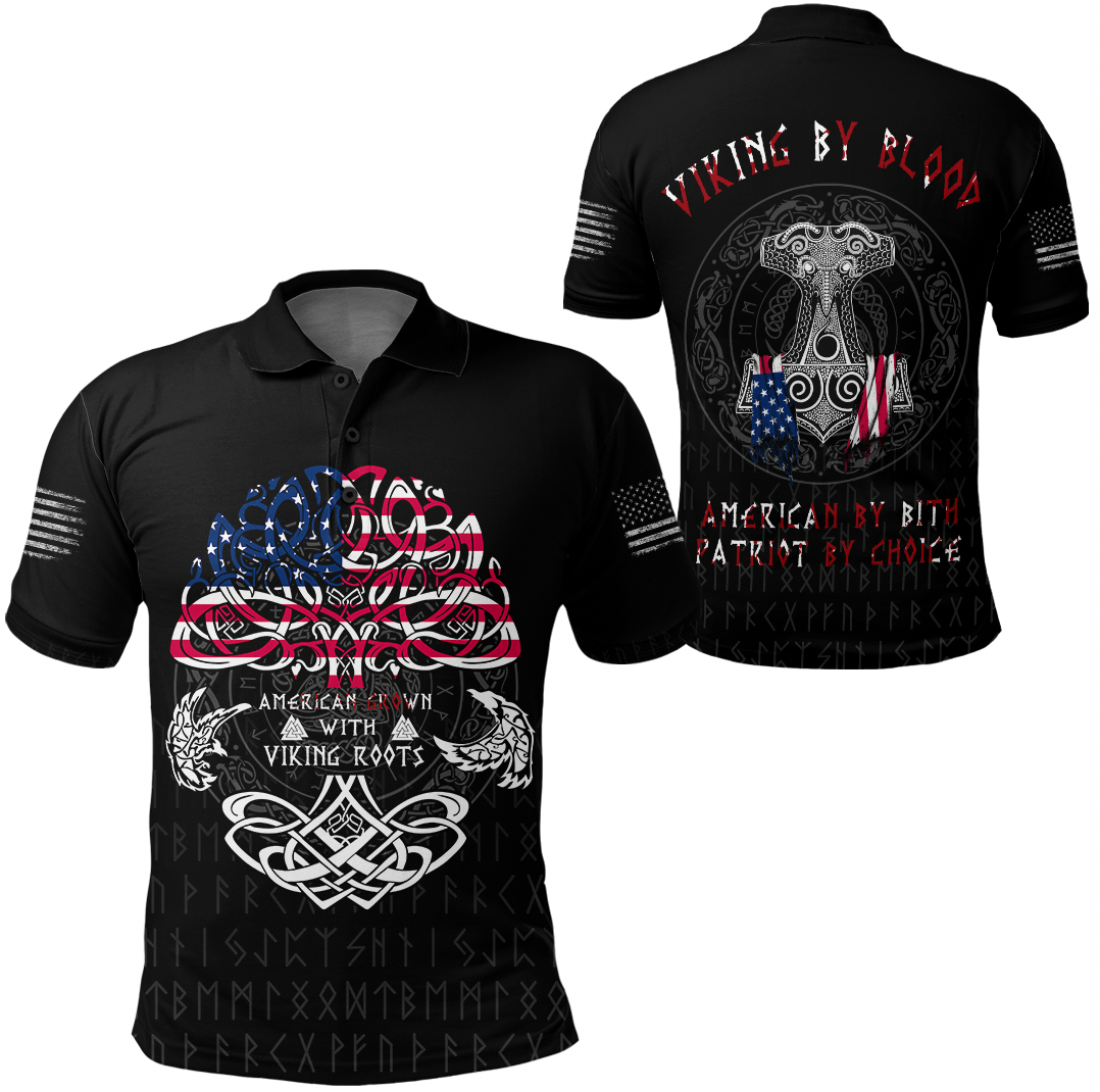 Viking Clothing Viking American By Blood Polo Shirt RLT12 - Wonder Print Shop