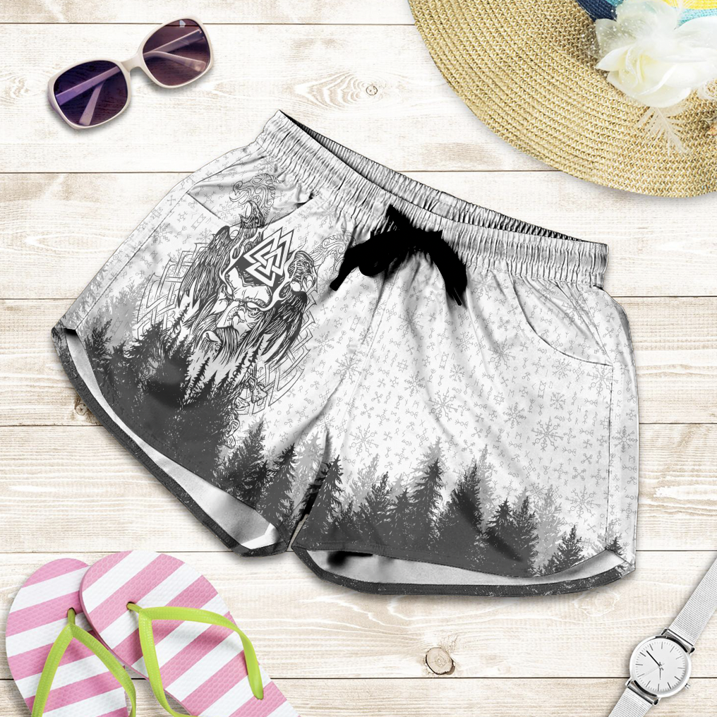 viking-womens-shorts-viking-odin-and-raven-forest