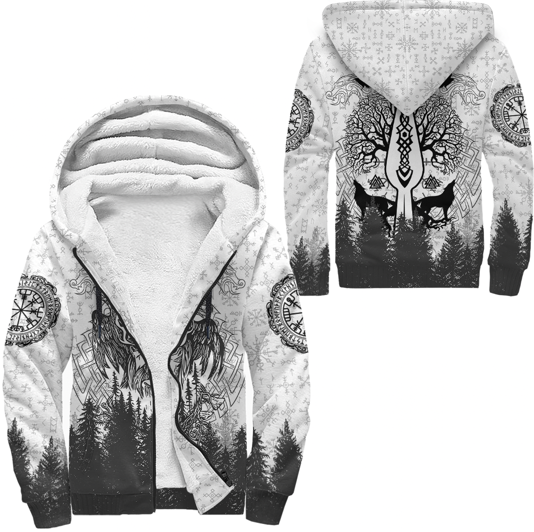 Viking Clothing Viking Odin and Raven Forest Sherpa Hoodie RLT12 - Wonder Print Shop