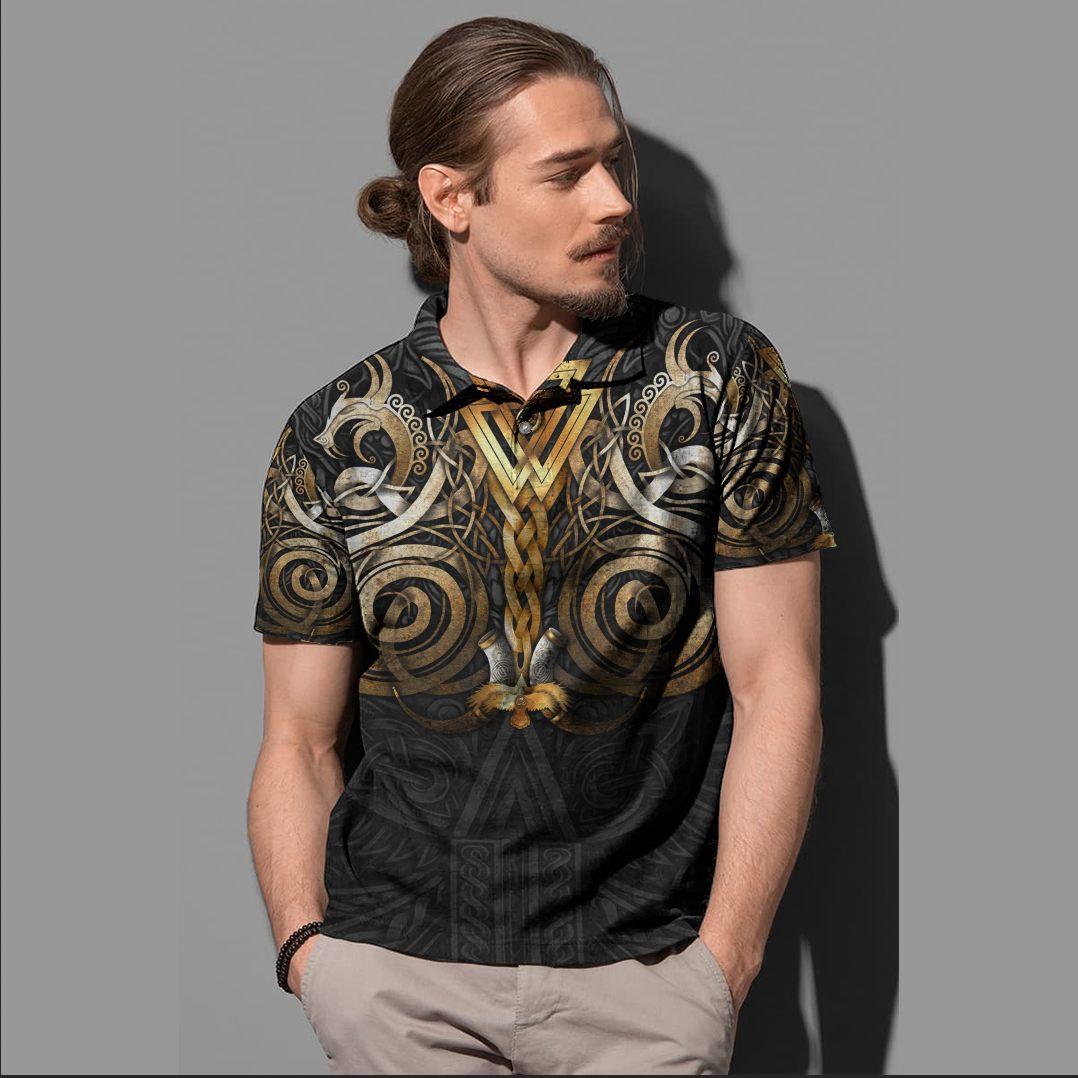 Viking Clothing Viking Valknut Odin Norse Mythology Polo Shirt RLT12 - Wonder Print Shop