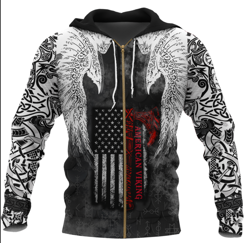 Viking Clothing Viking Mystical Raven American Zip Hoodie RLT12 - Wonder Print Shop