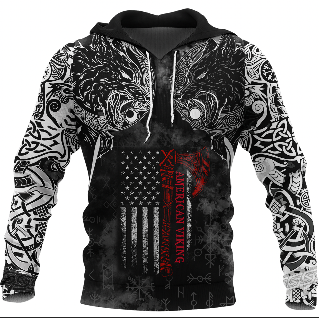 Viking Clothing Hati and Skoll Norse American Viking Hoodie RLT12 - Wonder Print Shop