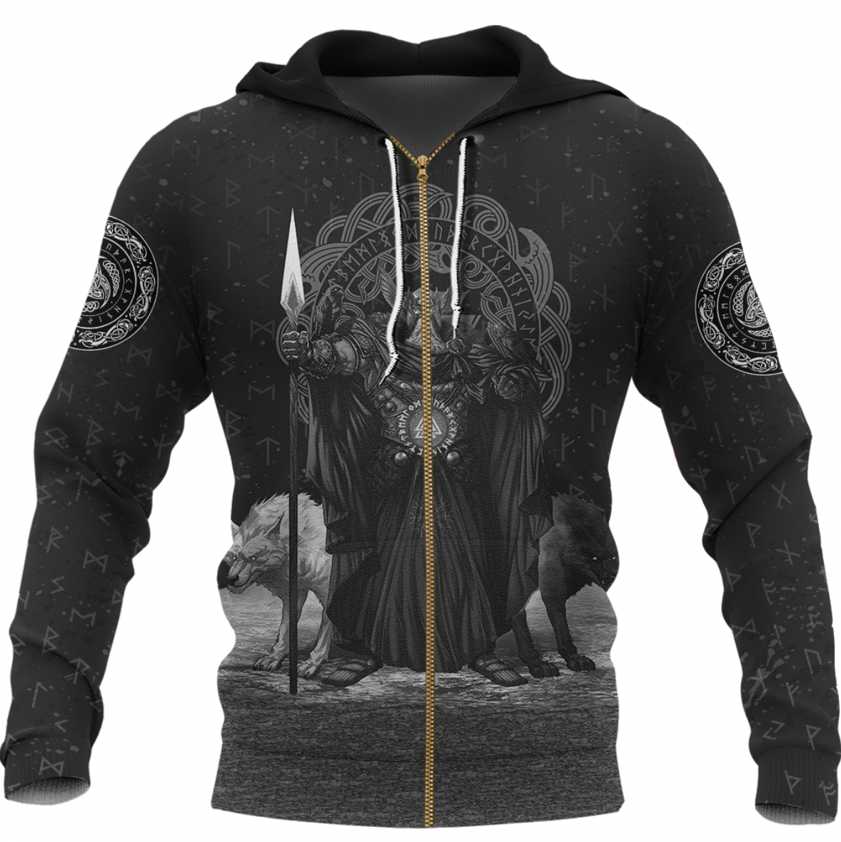 Viking Clothing Viking Odin Raven and Wolf Valknut Zip Hoodie RLT12 - Wonder Print Shop