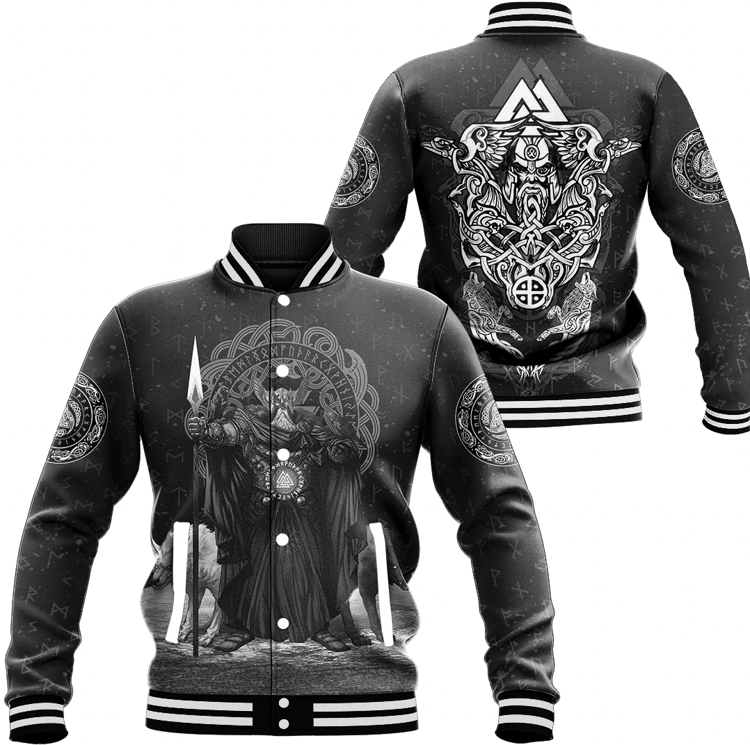 Viking Clothing Viking Odin Raven and Wolf Valknut Baseball Jacket RLT12 - Wonder Print Shop